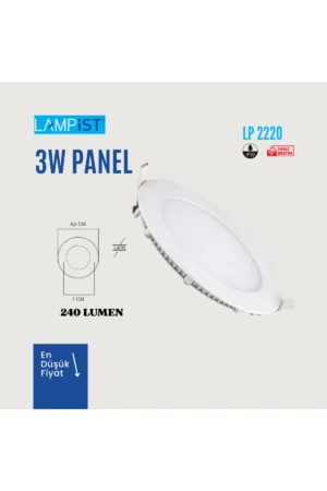3W LED PANEL 6500K WHITE LIGHT